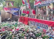 Operasi Pekat di Grobogan, Polisi Musnahkan Ribuan Botol Miras Secara Massal