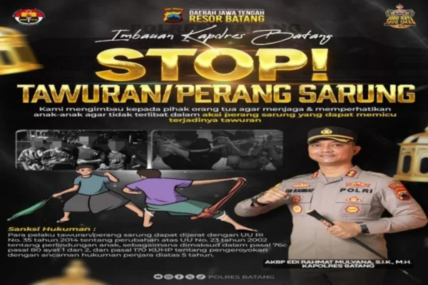 Polres batang: perang sarung bukan tradisi, pelakunya bisa dipenjara